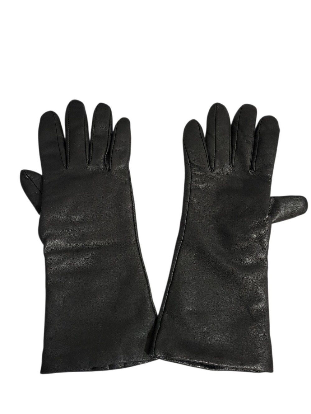 Vtg Gates Gauntlet Leather Gloves Women's M Black Cashmere Lined Winter Driving